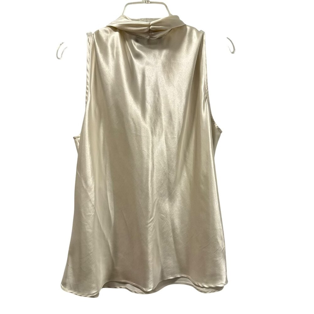 Black Label By Evan-Picone Sleeveless Satin Blouse Sz XL Ivory Blouse - Picture 5 of 12